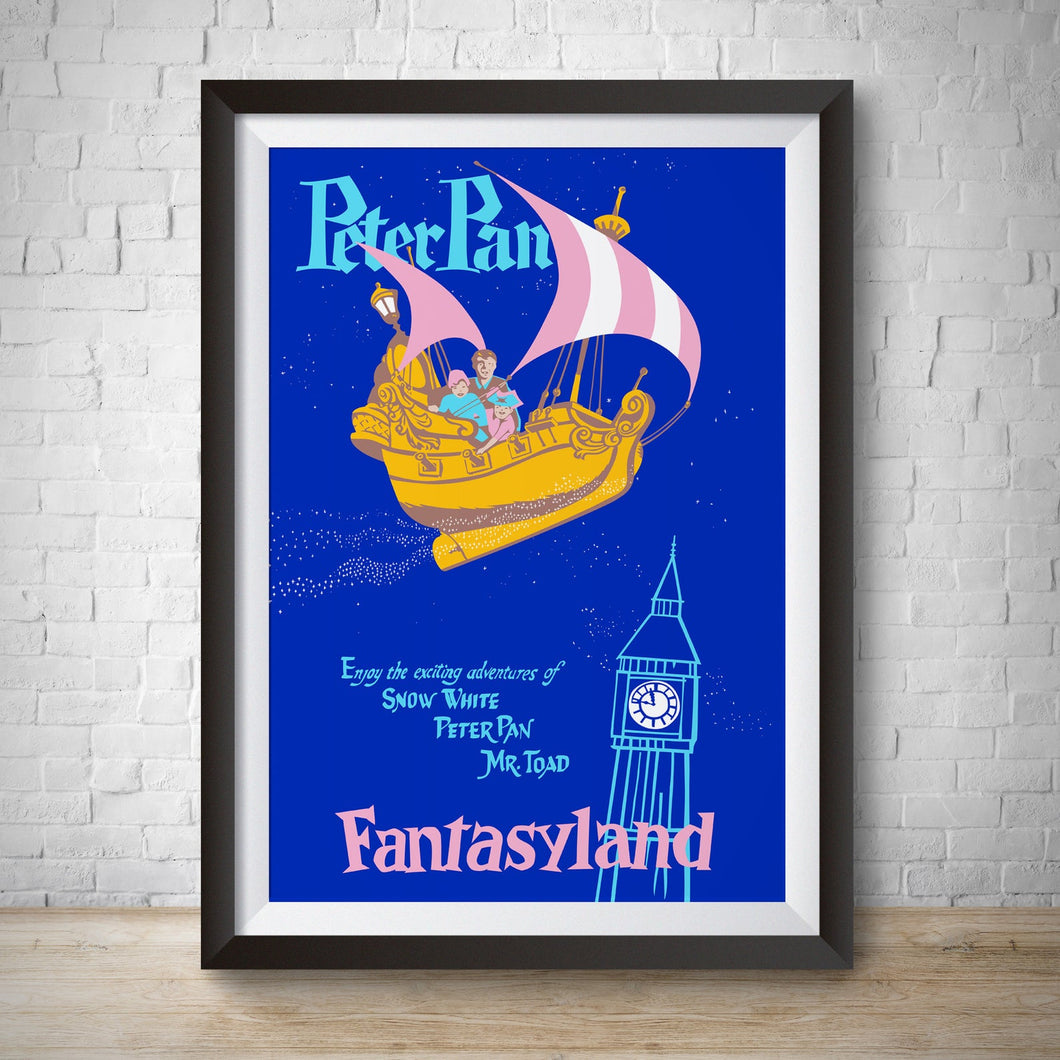 Peter Pan Vintage Attraction Poster Print - Fantasyland