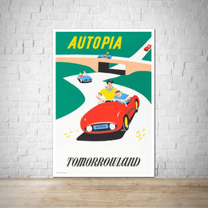 Autopia Vintage Attraction Poster - Disneyland - Tomorrowland