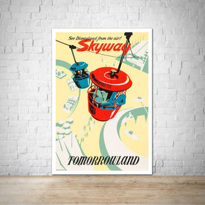 Skyway, Tomorrowland,  Vintage Disneyland Attraction Poster