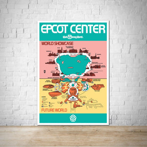 1982 - Vintage Epcot Park WDW Map Poster Print - Disney World