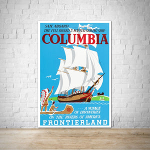 Columbia Vintage Frontierland Disneyland Attraction Poster