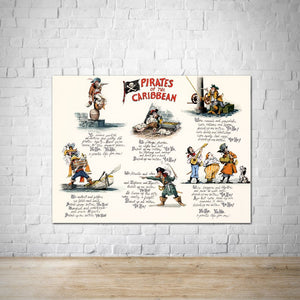 Pirates of the Caribbean Lyrics - Vintage Ride Poster