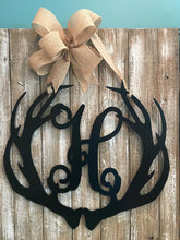 Load image into Gallery viewer, Deer Antlers Decor - Monogram - 24&quot; Family Monogram Sign
