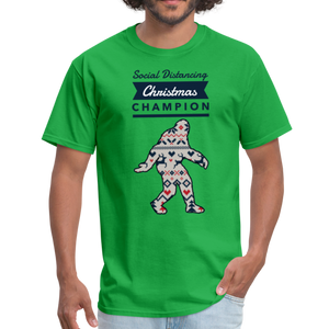 Big Foot - Ugly Christmas Shirt - Social Distancing Holiday Champion T-Shirt - bright green