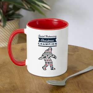 Big Foot - Social Distancing Christmas Champion Coffee Mug - white/red