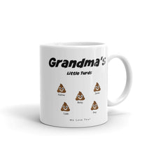Load image into Gallery viewer, Grandma&#39;s Little Turds Mug - Personalized Gift with Names Of Grandchildren
