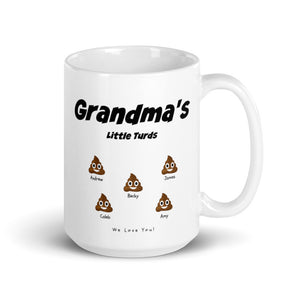 Grandma's Little Turds Mug - Personalized Gift with Names Of Grandchildren